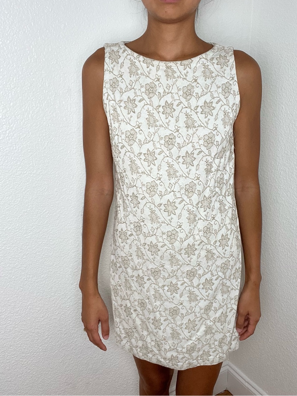 Vintage Floral Cream Womens Small Dress 100% cotton